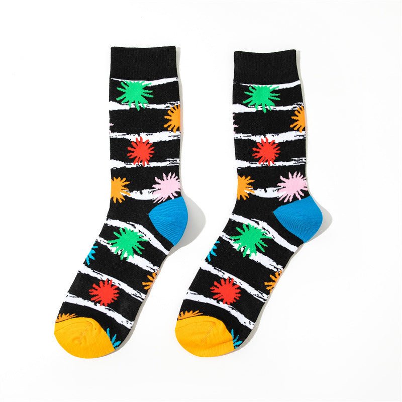 Male Medium Tube Personality Pattern Men's Animation Women's Wholesale Socks Long Tube Comic Film Socks-5PRS