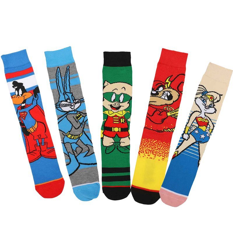 Men's Tide Socks Animation Cartoon Cotton Bugs Bunny Socks Women's Medium Tube Casual Four Seasons Medium Tube-5PRS
