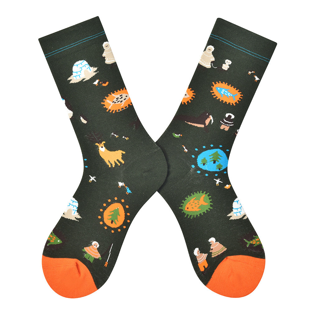 Designer Brand Mid-leg Socks Are Versatile Women's Cotton Outer Wear Trendy Socks