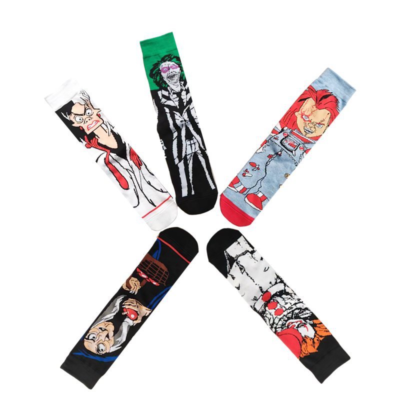 Men's Wholesale Four Seasons Animation Medium Tube Large Trendy Socks Men's Women's Creative Socks-5PRS