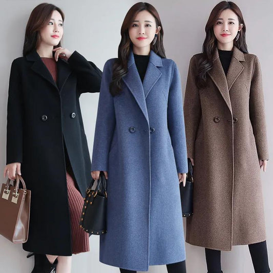 New Woolen Coat Women's New Autumn and Winter Medium and Long Large Size Woolen Loose Coat Trend