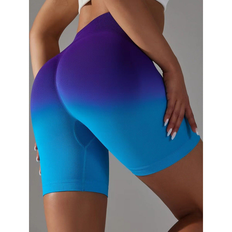 Seamless Yoga Pants Set | Peach Nude Gradual Change Booty Lift | 4-Way Stretch Sports Shorts | Eco-Friendly 3D Knit