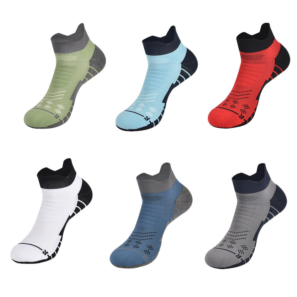 Socks Men's Summer COOLMAX Running Socks Antibacterial Sweat-absorbing Non-slip Breathable Short Tube Pressure Socks Towel Bottom Sports Socks