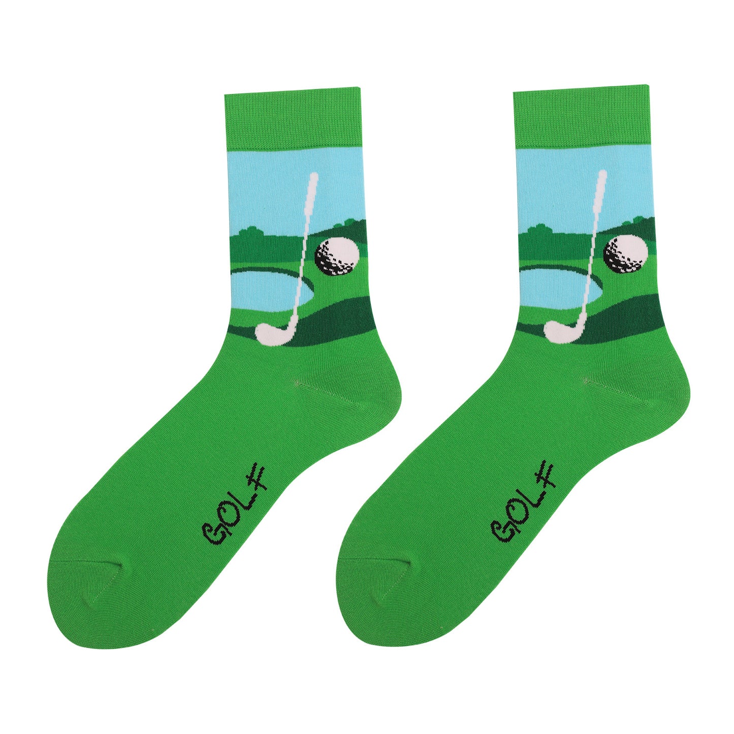 Golf Sole English Gift Socks Sweat-absorbing Breathable Deodorant Sports Theme Elements