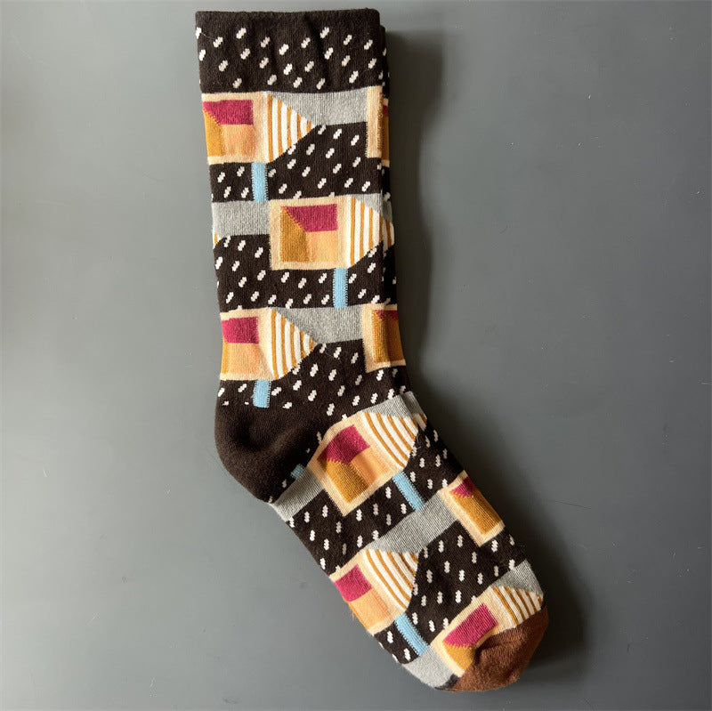 New Product Mid Calf Socks Women Oil Painting Socks Niche Fun Literary and Artistic Color Socks