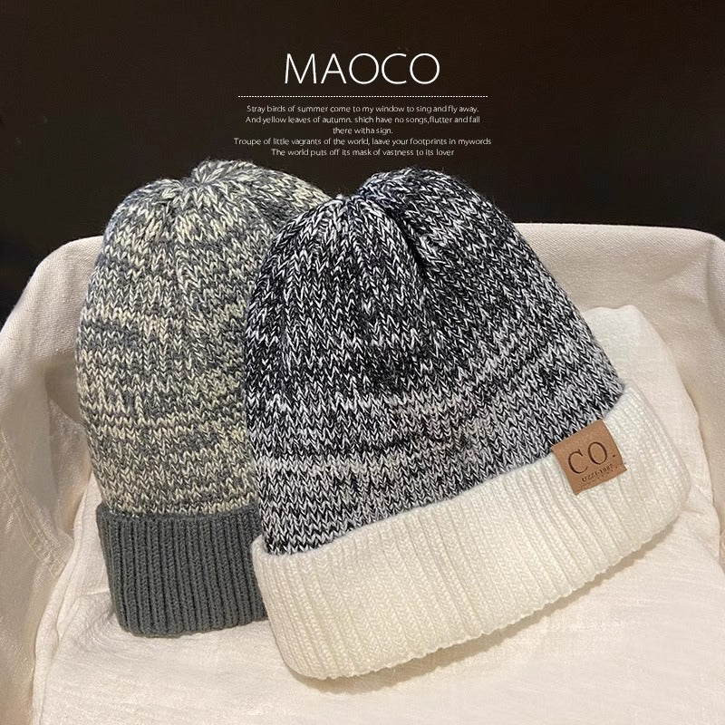 Men's Autumn and Winter Trendy Warm Knitted Hat Velvet Ear Protector Wool Women's Headgear Hat-3PCS