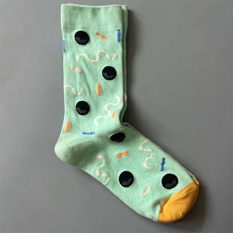New Product Mid Calf Socks Women Oil Painting Socks Niche Fun Literary and Artistic Color Socks