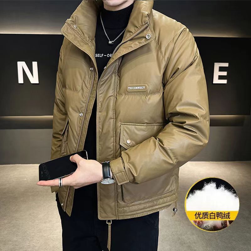 Down Jacket Men's Winter New Youth Stand-up Collar Simple White Duck Down Jacket Top Fashion Men's Trend