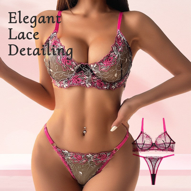 EcoLuxe Lace Bralette Set: Rose Floral Zero-Squeeze Comfort | Reimagined Sensuality