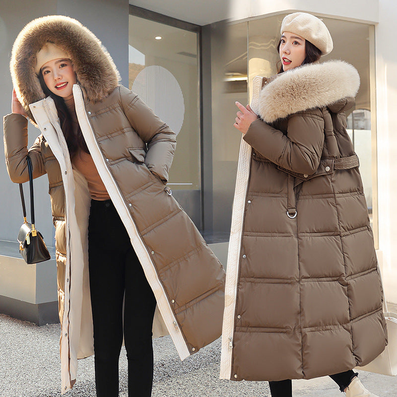 Down Cotton-padded Clothes Women's Winter New Cotton-padded Clothes Long Over The Knee Korean Version Loose Thickened Cotton-padded Jacket Tide