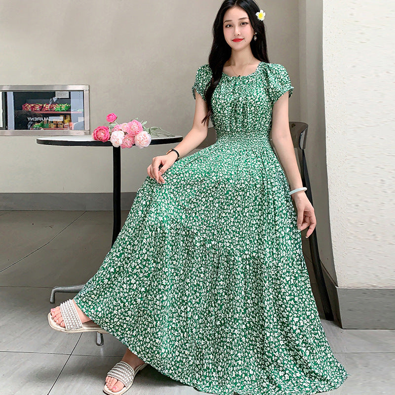 Prairie Dream Dress: Tiered Cotton Maxi - Cold Shoulder & Smocked Waist