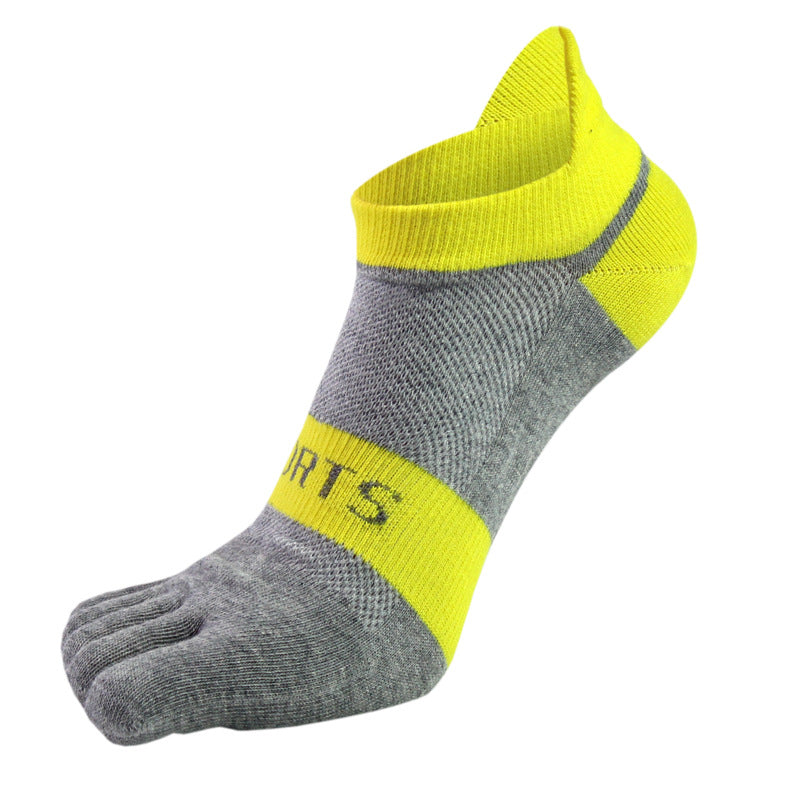 Men’s Breathable Cotton Five-Toe Sports Socks - Summer Lightweight Toe Socks with Moisture-Wicking & Barefoot Feel for Running, Yoga, Gym-5PRS