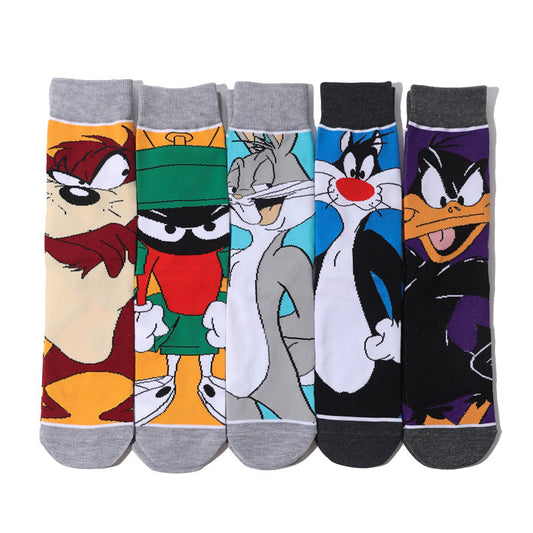 Wholesale Trendy Men's Cotton Cartoon Tube Socks Stockists Women's Animation Personalized Socks-5PRS