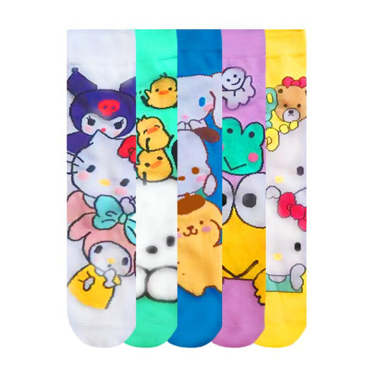Women's Four Seasons Women's Cotton Animation Male Manufacturer Hello Kitty Ins Trendy Socks Men's Socks-5PRS