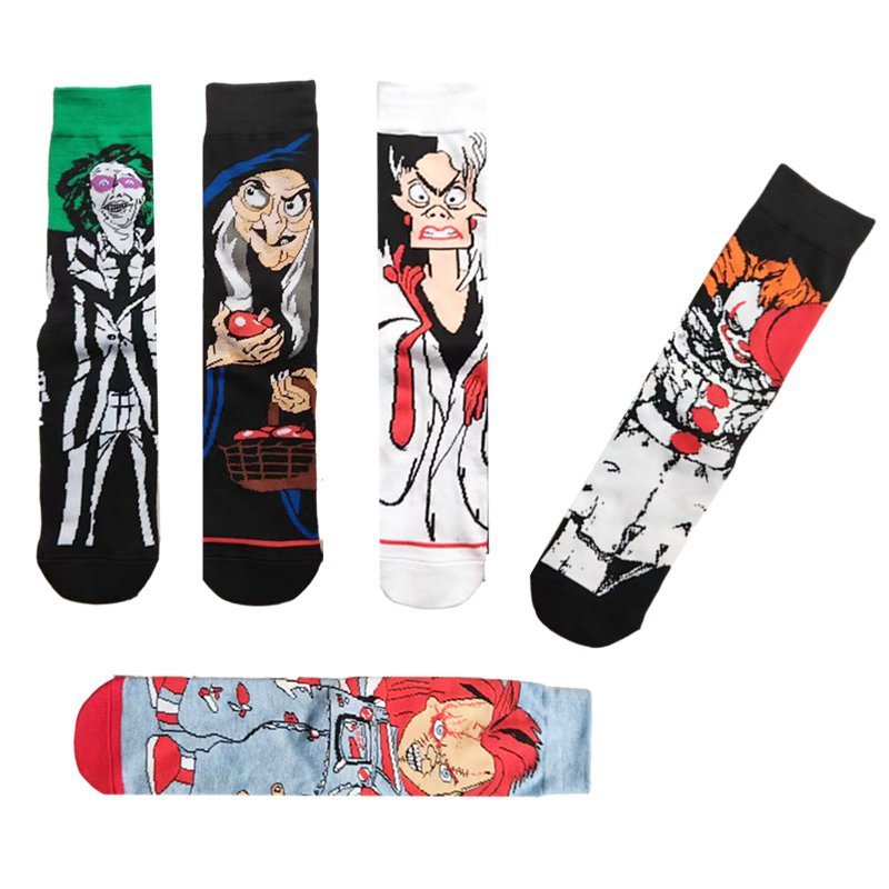 Men's Wholesale Four Seasons Animation Medium Tube Large Trendy Socks Men's Women's Creative Socks-5PRS