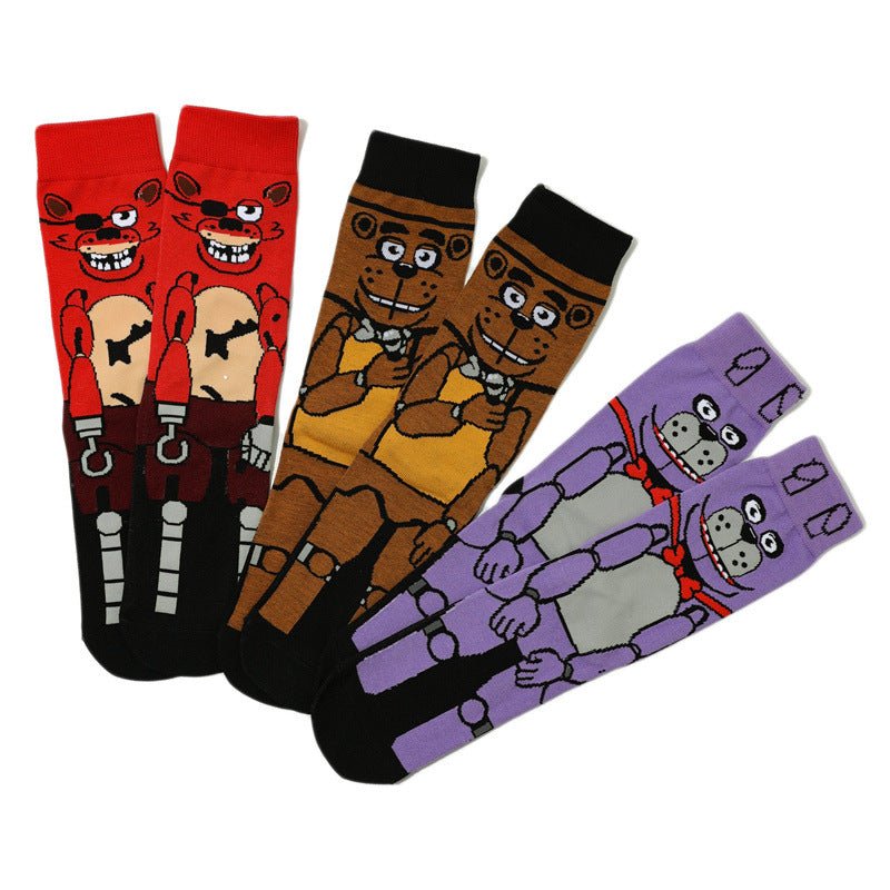 Male Cartoon Animation Cotton Socks Sports Female Robot Dog Casual Medium Tube Men's Socks Comic Socks-5PRS