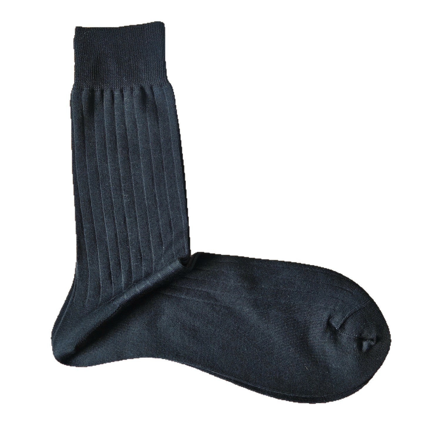 Mercerized Cotton Thin Men's Business Cotton Socks, Solid Color Vertical Strip Socks, Boneless Seam Toe Men's Socks