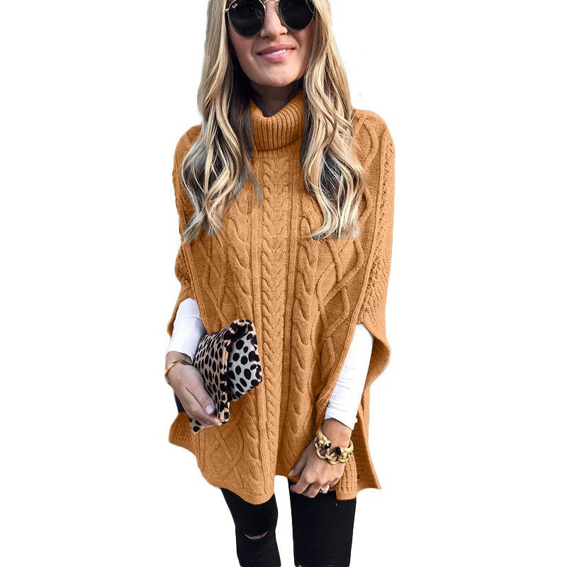 New Turtleneck Solid Color Street Hipster Sweater Loose Fashion Sweater Women's Shawl