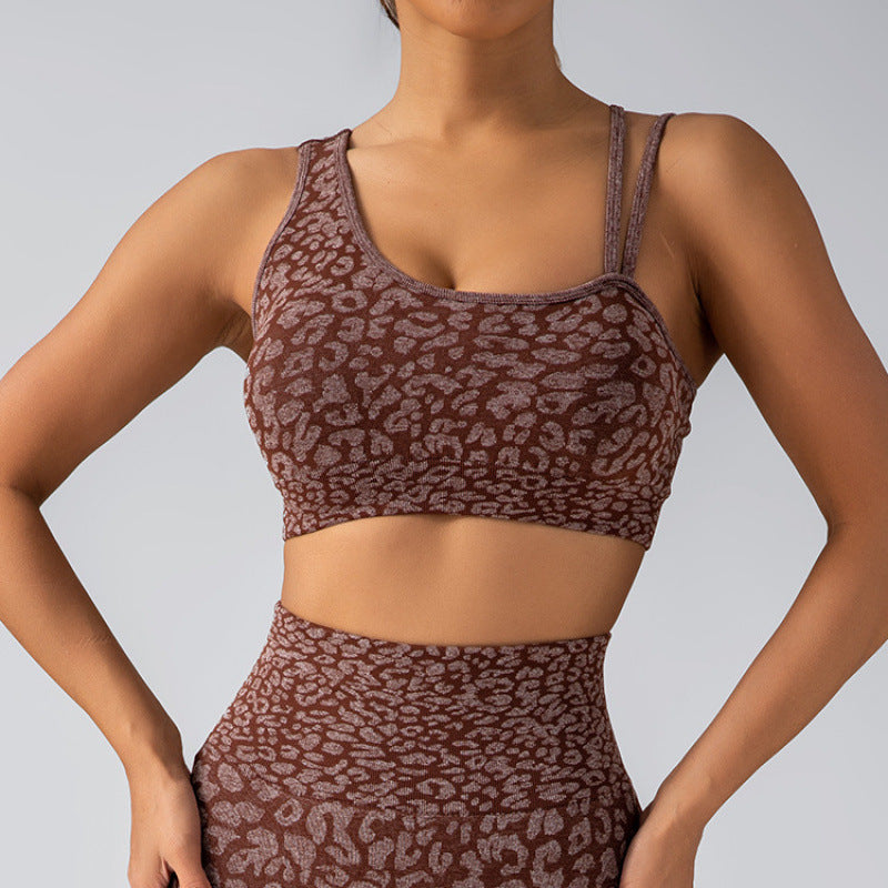 Leopard Print Sports Vest Set｜High-Waist Hip Shaper Yoga Pants｜Open Back Sports Bra｜Gym to Street Athleisure