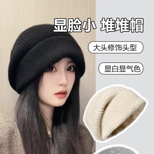 Children's Winter New Warm Ear Protector Wool Hat Loose Big Head Circumference Internet Celebrity Stacking Hat