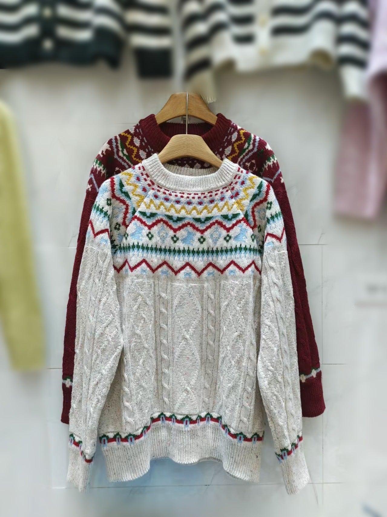 New Year's Red Sweater for Women's Autumn and Winter New Lazy Wind Niche Knitted Sweater for Women