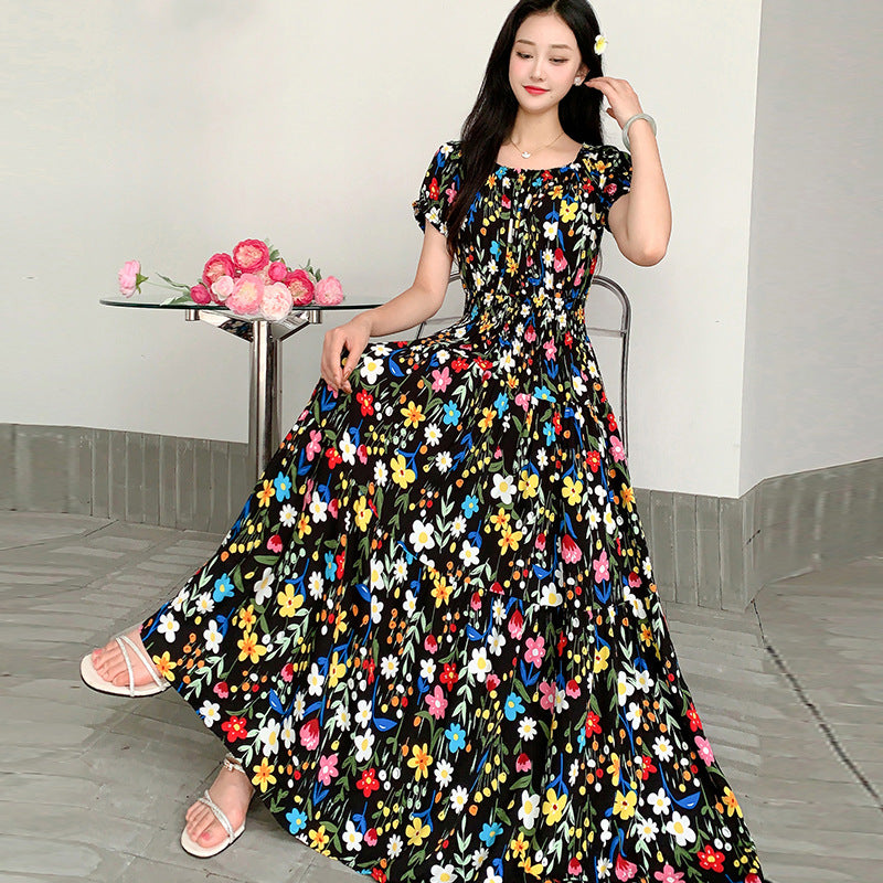 Prairie Dream Dress: Tiered Cotton Maxi - Cold Shoulder & Smocked Waist