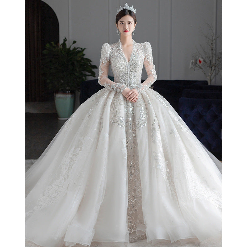 Curvy Empire Waist Wedding Gown | Regal Court Train & Bump-Friendly Silhouette | Queen Size Maternity Bride Dress