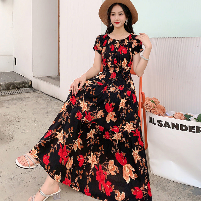 Prairie Dream Dress: Tiered Cotton Maxi - Cold Shoulder & Smocked Waist