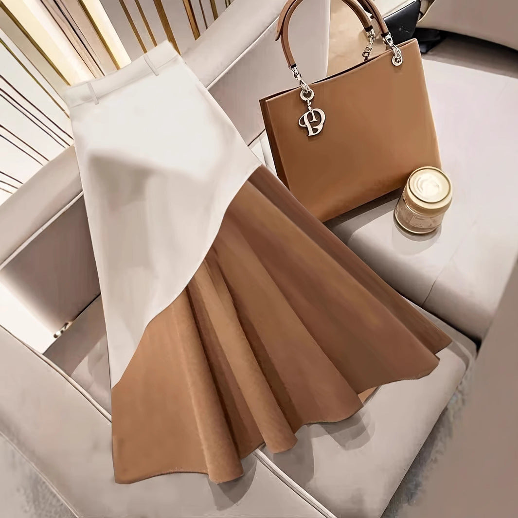 Women’s Contrast-Trim Midi Skirt: All-Season Versatile Work & Weekend Staple