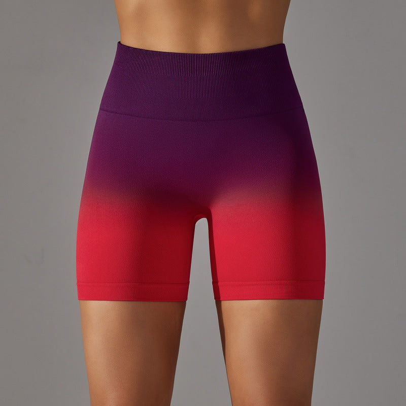 Seamless Yoga Pants Set | Peach Nude Gradual Change Booty Lift | 4-Way Stretch Sports Shorts | Eco-Friendly 3D Knit