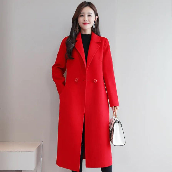 New Woolen Coat Women's New Autumn and Winter Medium and Long Large Size Woolen Loose Coat Trend