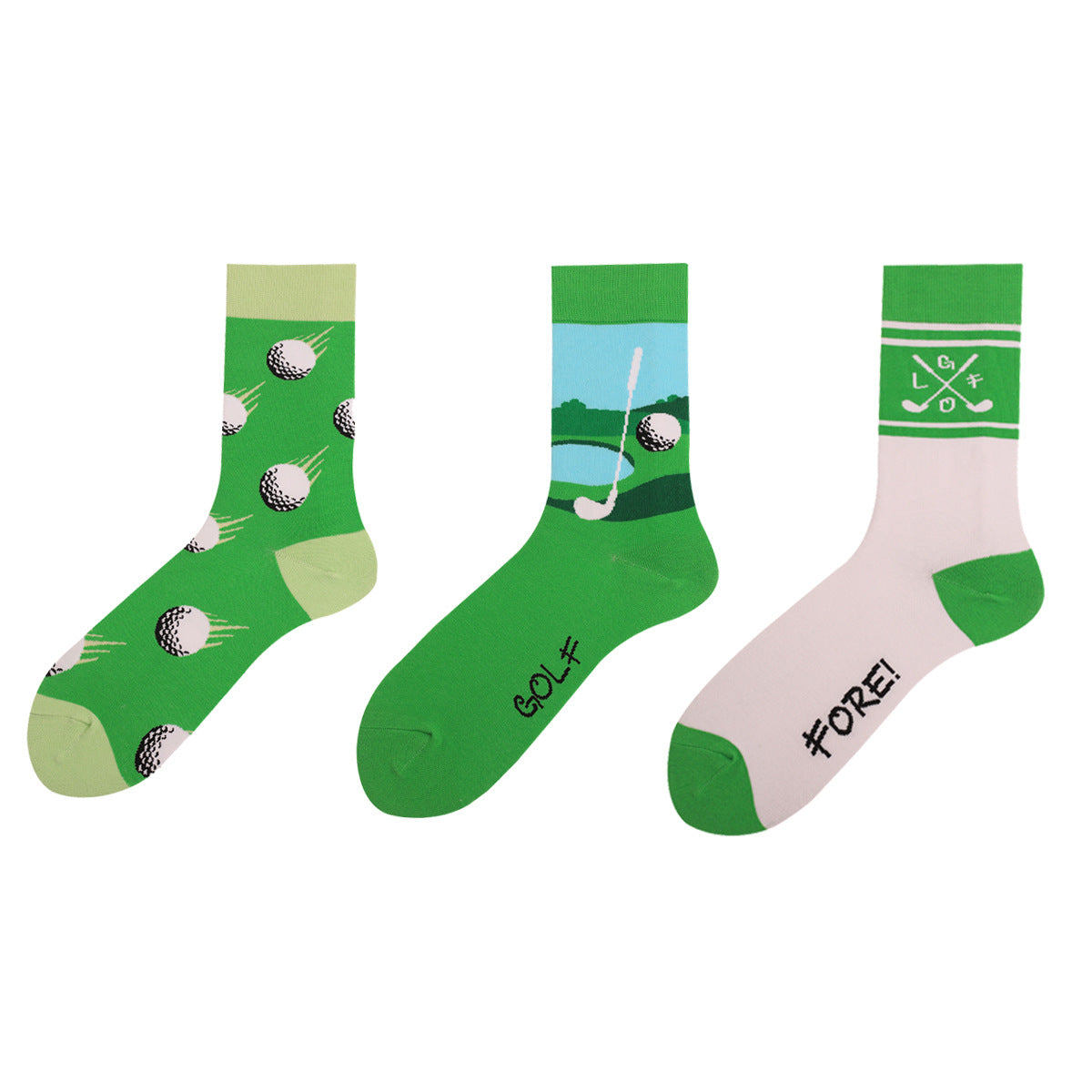 Golf Sole English Gift Socks Sweat-absorbing Breathable Deodorant Sports Theme Elements