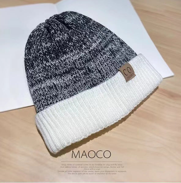 Men's Autumn and Winter Trendy Warm Knitted Hat Velvet Ear Protector Wool Women's Headgear Hat-3PCS