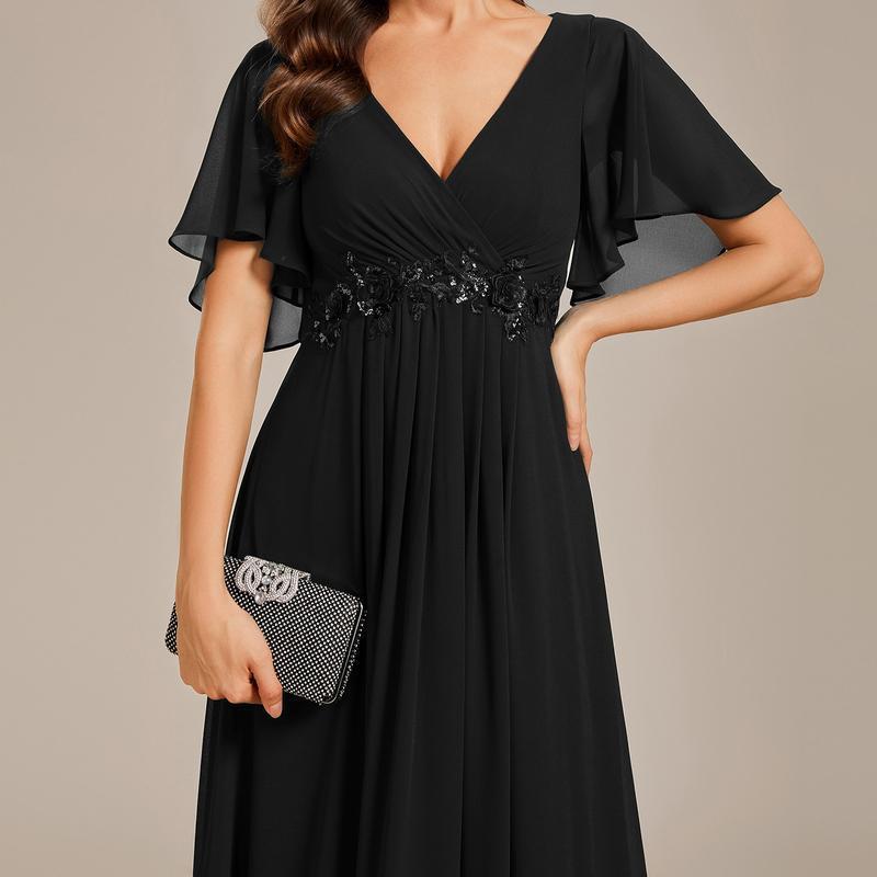 MatchSet Chiffon Dress | Draped Sleeve & Script Print | Sunset Stroll Romper