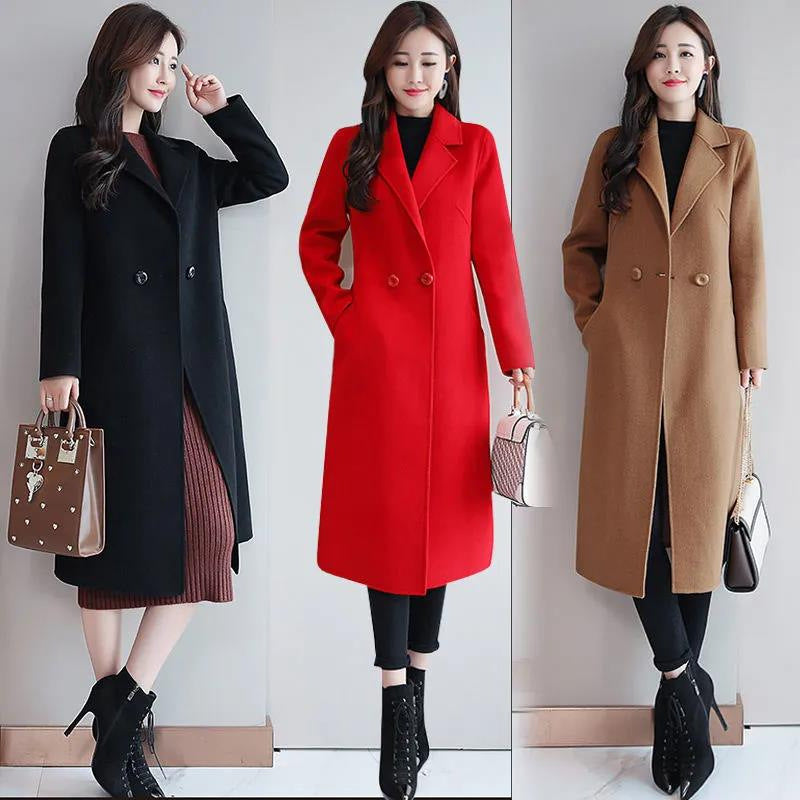 New Woolen Coat Women's New Autumn and Winter Medium and Long Large Size Woolen Loose Coat Trend