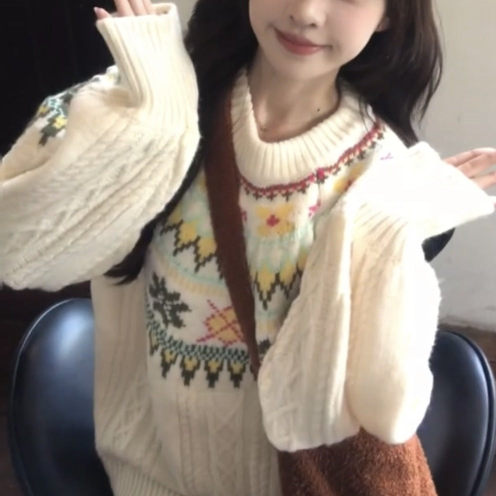 Sweet Women's New Winter Lazy High-end Korean Knitted Sweater Women