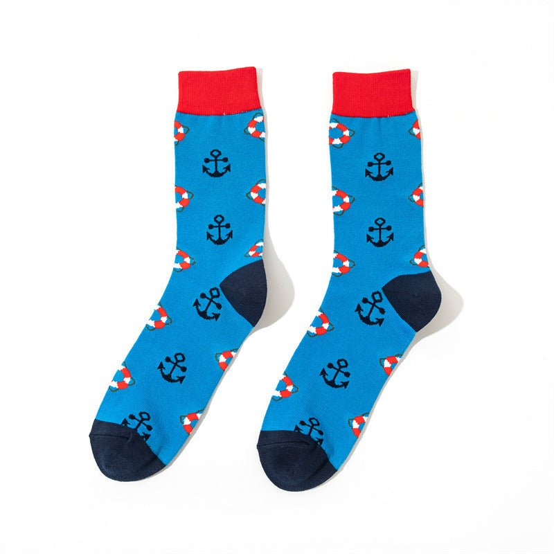 Male Medium Tube Personality Pattern Men's Animation Women's Wholesale Socks Long Tube Comic Film Socks-5PRS