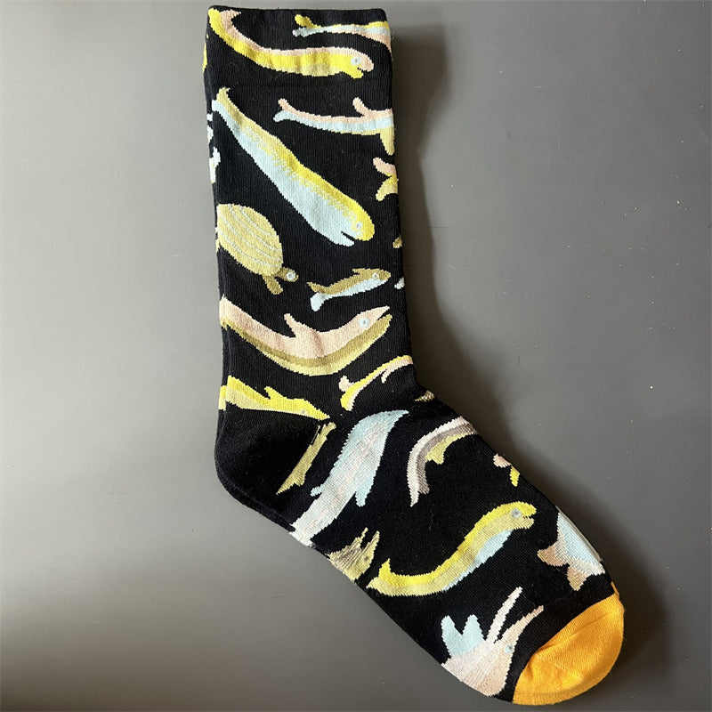 New Product Mid Calf Socks Women Oil Painting Socks Niche Fun Literary and Artistic Color Socks
