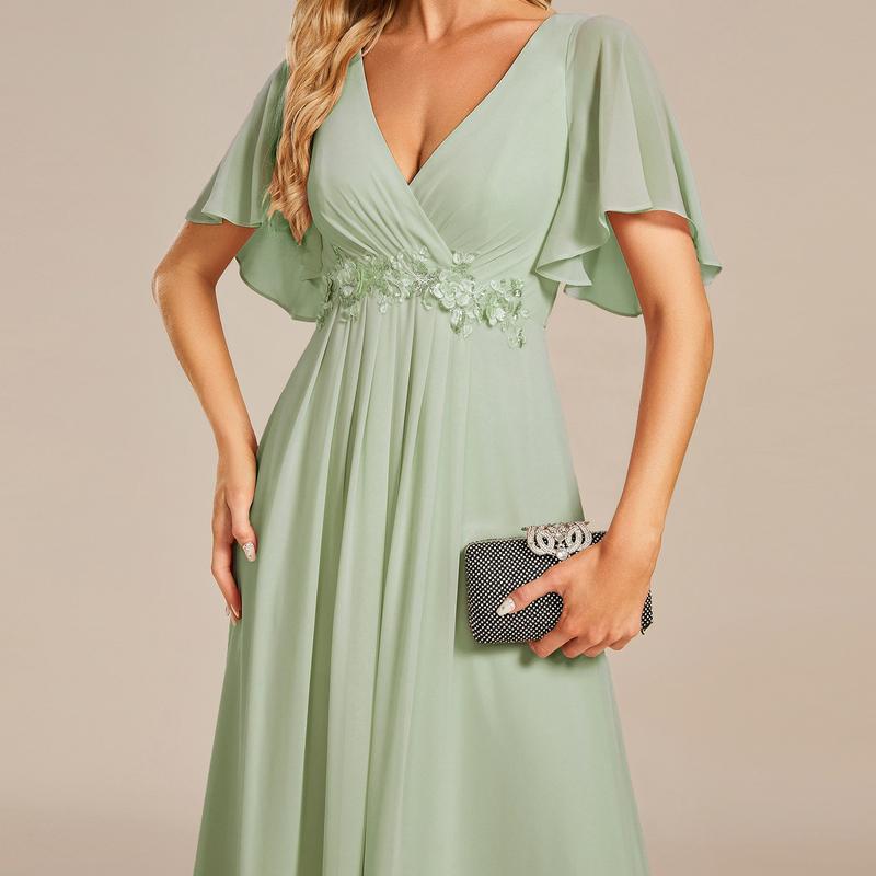 MatchSet Chiffon Dress | Draped Sleeve & Script Print | Sunset Stroll Romper