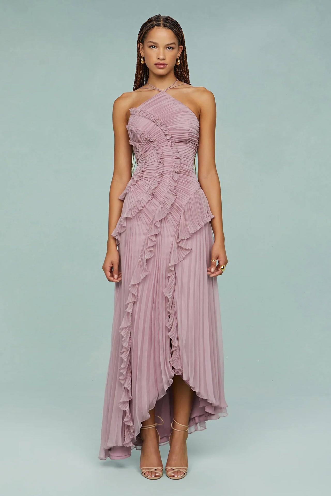 Luxury Chiffon Evening Gown: Ruffle Pleated Maxi Dress for Women, Breathable Summer Party Wear - Elegant Midi/Maxi Styles