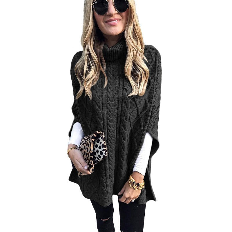 New Turtleneck Solid Color Street Hipster Sweater Loose Fashion Sweater Women's Shawl