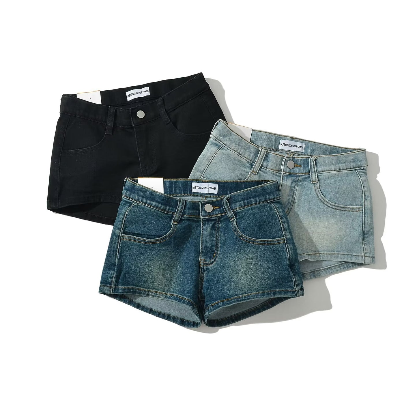 Spice Girls Low-Rise Denim Shorts: Women’s Summer Hip-Wrapped Tight Fit Hot Pants with Optional Hip Pads