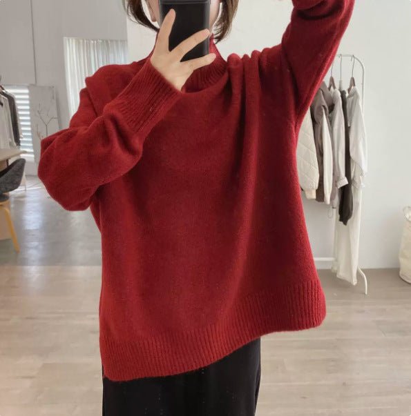 Purple Turtleneck Sweater Jacket Autumn and Winter New Loose and Thin Pullover High-end Soft Waxy Bottoming Knitted Sweater Top