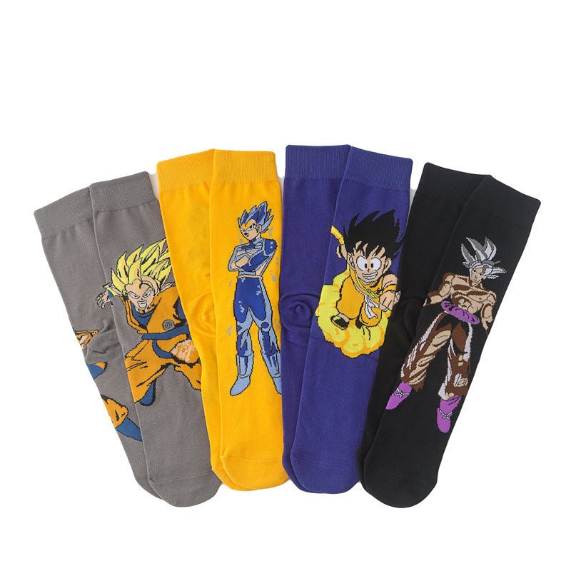 Men's Dragon Ball Socks Animation Movie Medium Tube Cotton Socks Cartoon Women's Stockings Men's Socks Trend Cotton Socks-5PRS