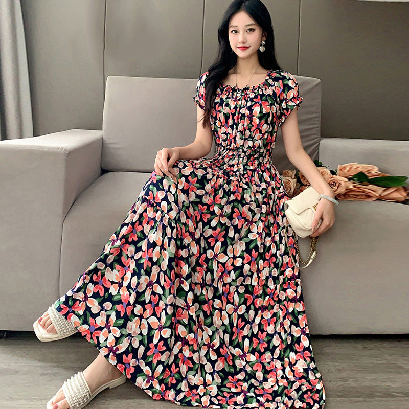 Prairie Dream Dress: Tiered Cotton Maxi - Cold Shoulder & Smocked Waist