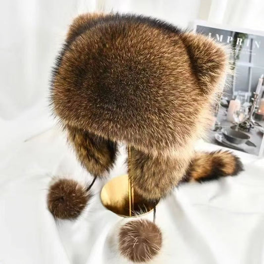 Hat Winter Raccoon Hat Ear Protector Hat Raccoon Children's Warm Parent-child Hat