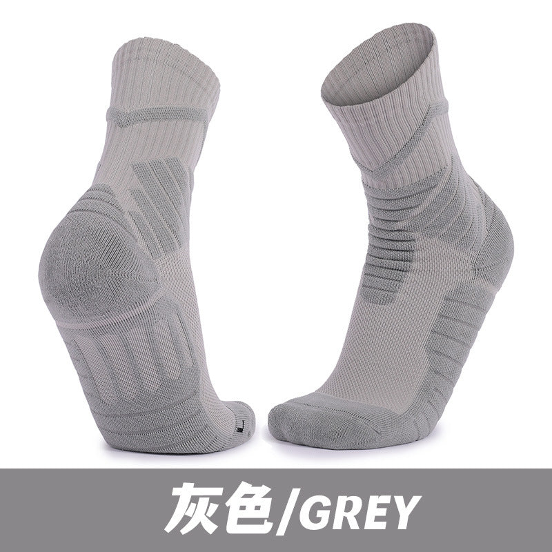 Professional Basketball Socks Men's Three-dimensional Wrapped Tennis Socks High Elastic Lycra Thickened Towel Bottom Medium Tube Sports Socks