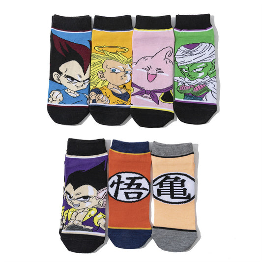 Wholesale Men's Short Cartoon Animation Cotton Female Comic Boat Socks Personalized Animation Short Sock-5PRS
