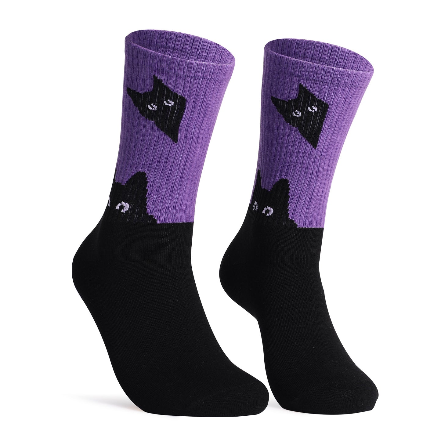 Casual Socks Hot Flashes Cat and Dog Rainbow Large Size Cotton Socks Women's Socks Casual Pure Cotton Women's Medium Tube Socks