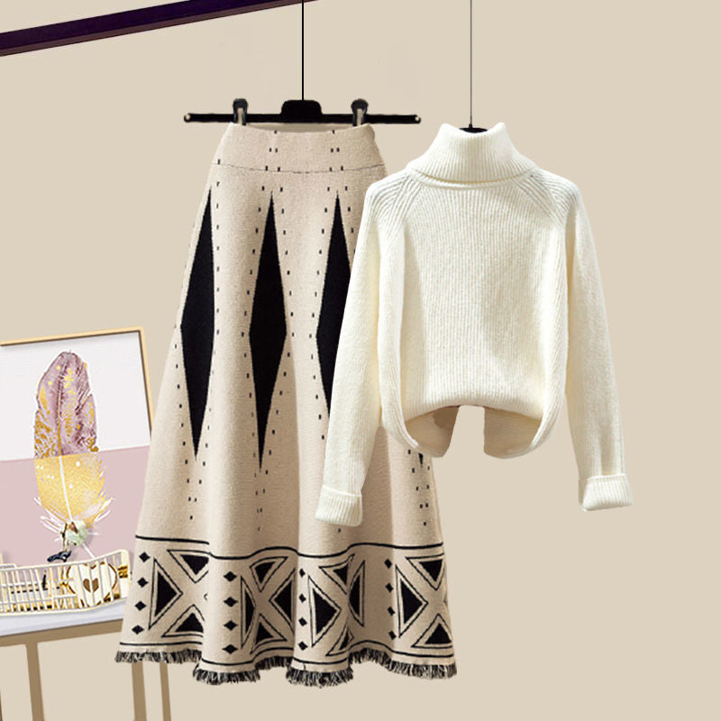 Cozy Plus Size Two-Piece: Viral Loungewear Set with Chunky Knit & Skirt